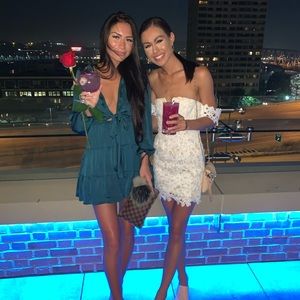 Princess polly mini ruffle teal dress